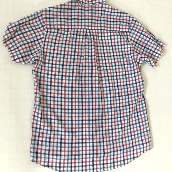 Dressmann Plaid Linen Blend Short Sleeve Shirt M - Picture 13 of 14